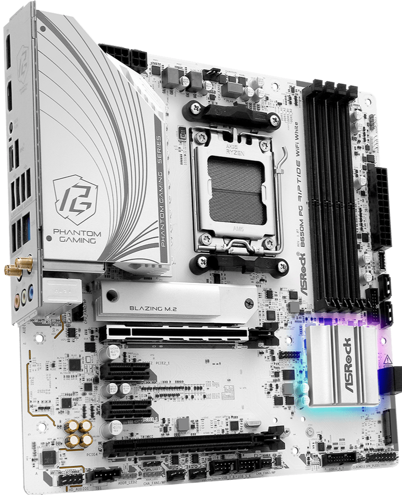 ASRock B650M PG Riptide WiFi White 白色 DDR5,Socket AM5 mATX Motherboard