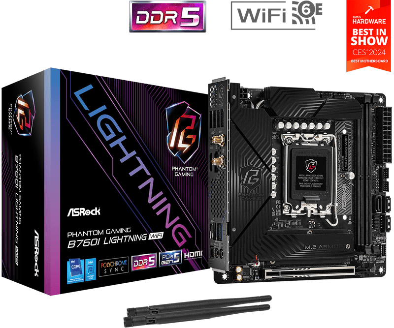 ASRock B760i Lightning WiFi DDR5,LGA 1700 Mini-ITX Motherboard