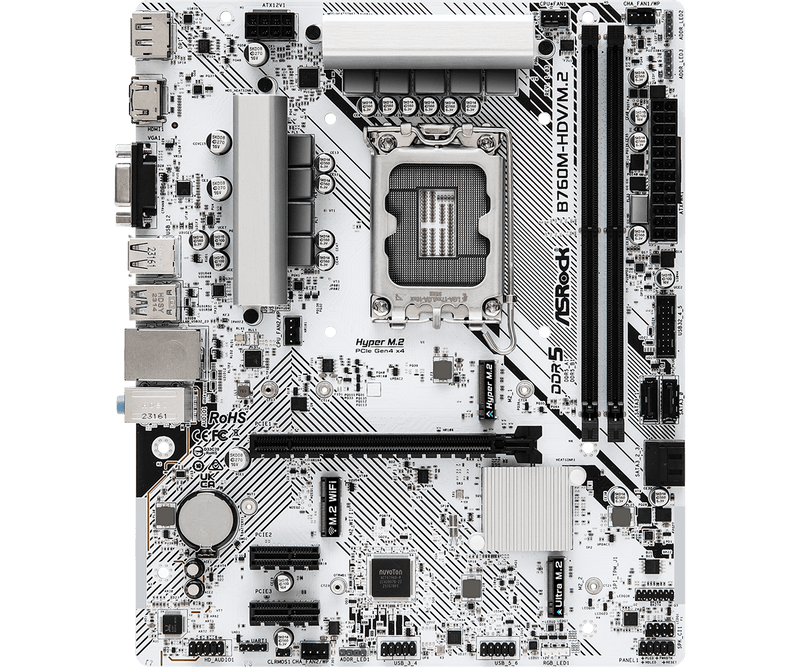 ASRock B760M-HDV/M.2 White White DDR5,LGA 1700 mATX Motherboard 