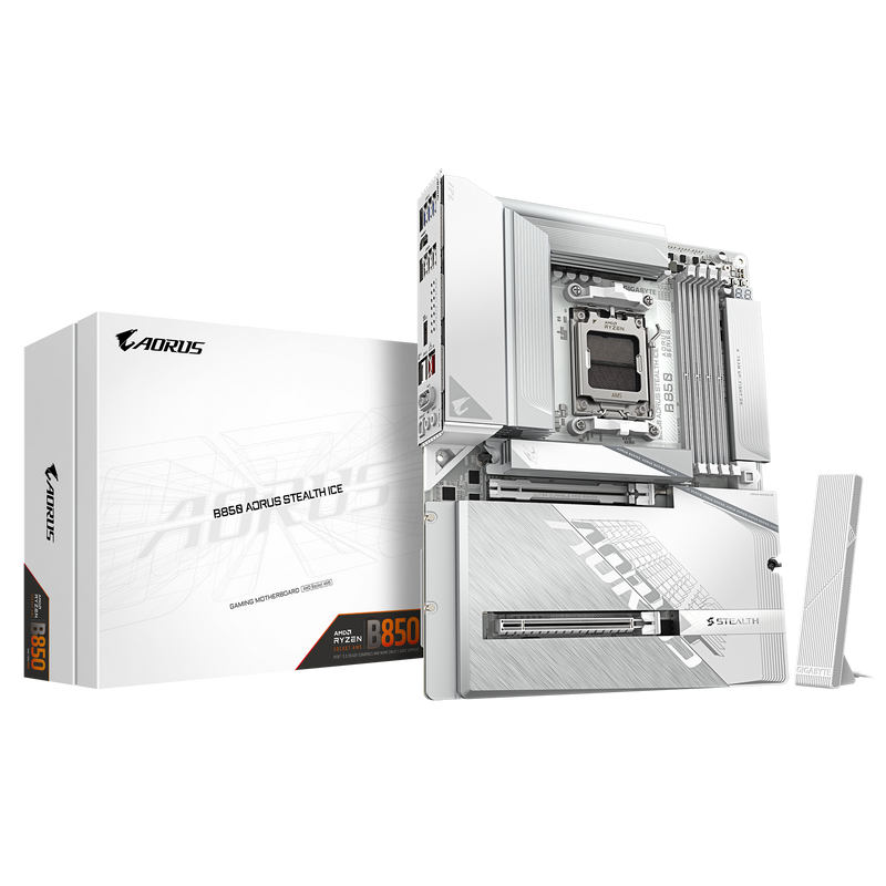 GIGABYTE B850 AORUS STEALTH ICE DDR5,Socket AM5 ATX Motherboard 背插式主機板