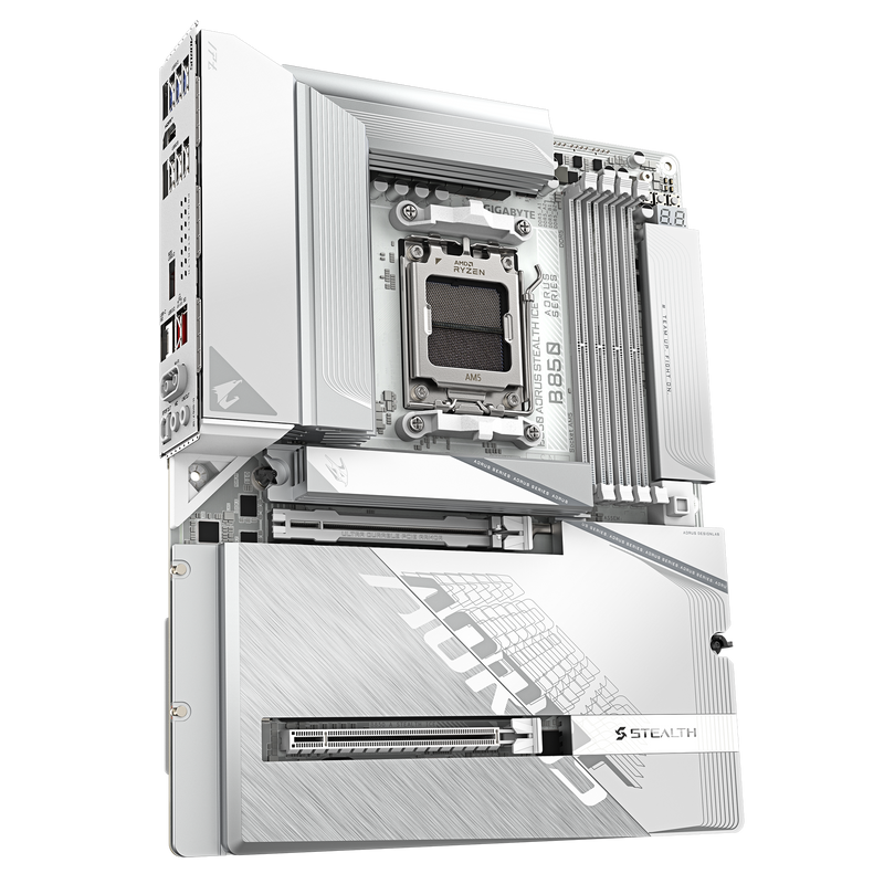 GIGABYTE B850 AORUS STEALTH ICE DDR5,Socket AM5 ATX Motherboard 背插式主機板