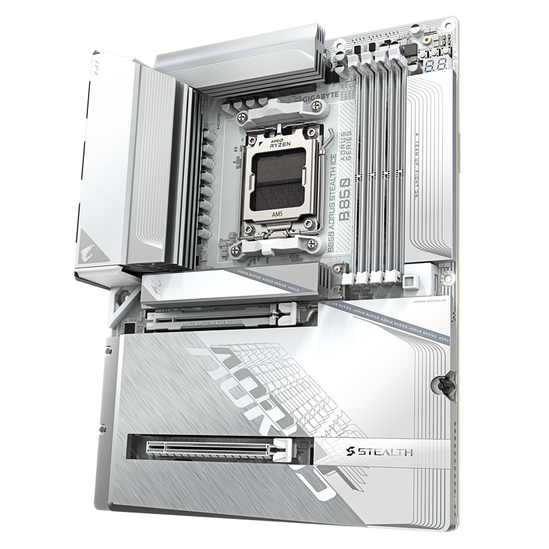 GIGABYTE B850 AORUS STEALTH ICE DDR5,Socket AM5 ATX Motherboard 背插式主機板