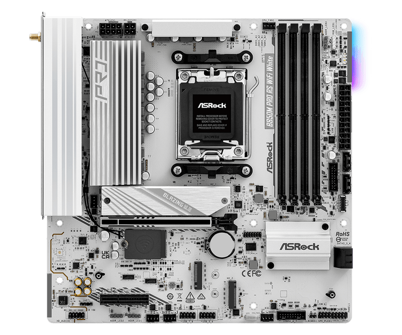 ASRock B850M Pro RS WiFi White 白色 DDR5,Socket AM5 mATX Motherboard