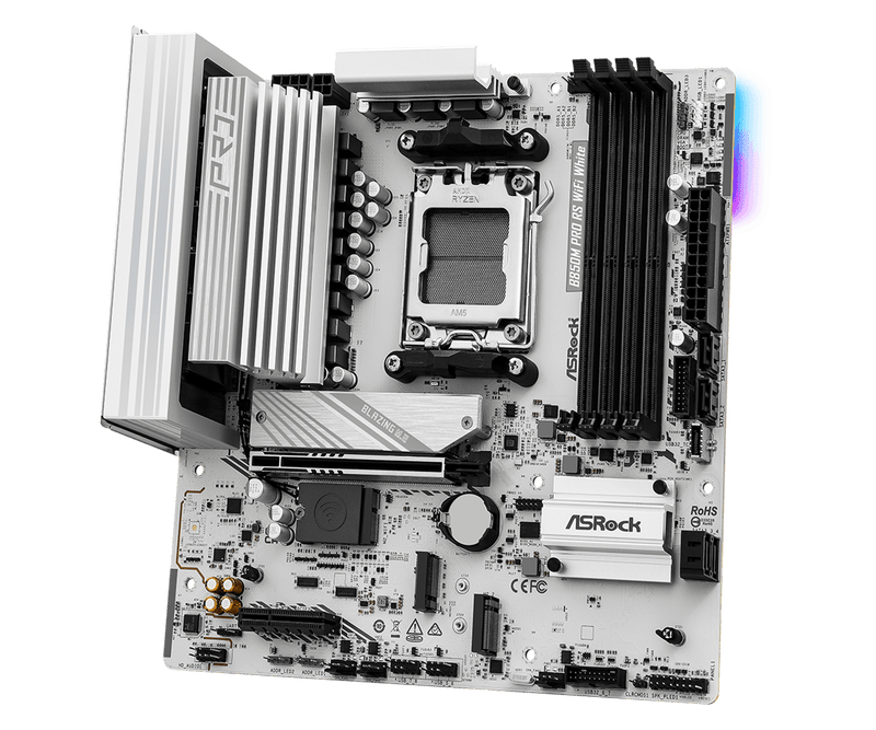 ASRock B850M Pro RS WiFi White 白色 DDR5,Socket AM5 mATX Motherboard