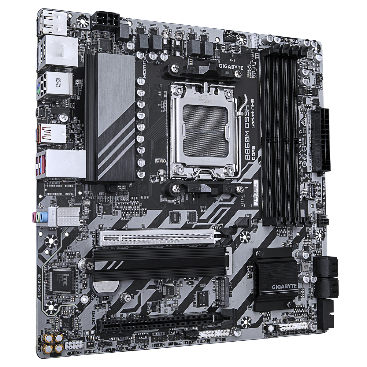 新品未使用 GIGABYTE B850M DS3H ICE DDR5 AM5 GIGABYTE B850M DS3H AMD AM5 LGA 1718 Motherboard, mATX, DDR5, 2X M