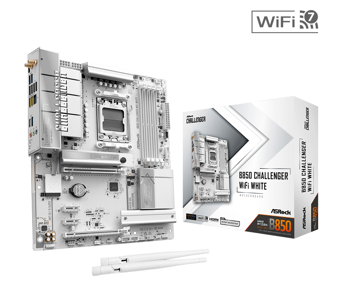 ASRock B850 Challenger WiFi White DDR5,Socket AM5 ATX Motherboard