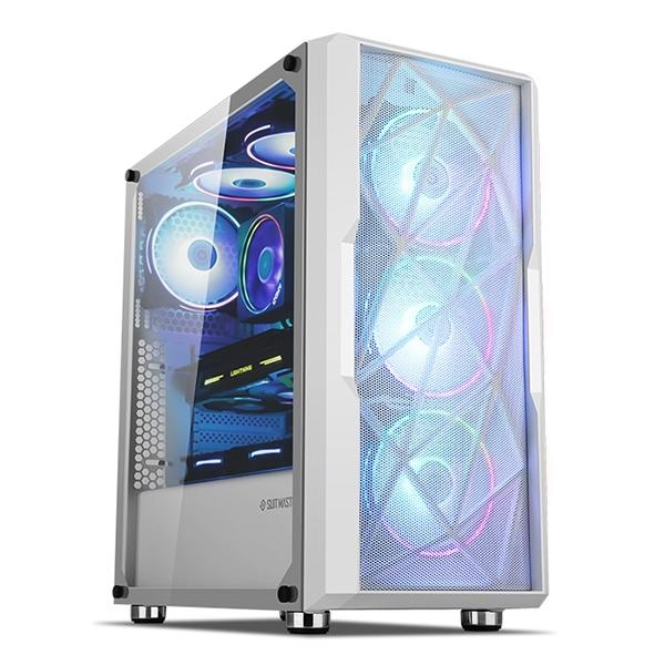 ABKO Suitmaster 322S White Tempered Glass ATX Computer Case 