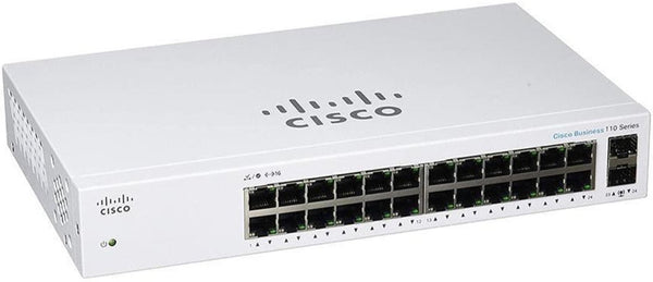Cisco Business CBS110 24-Port Gigabit (12-Port with PoE, total 100W) + 2-Port Gigabit SFP Uplink (with Network Interface Combo) Unmanaged Switch (CBS110-24PP-UK / NE-11024PP) 