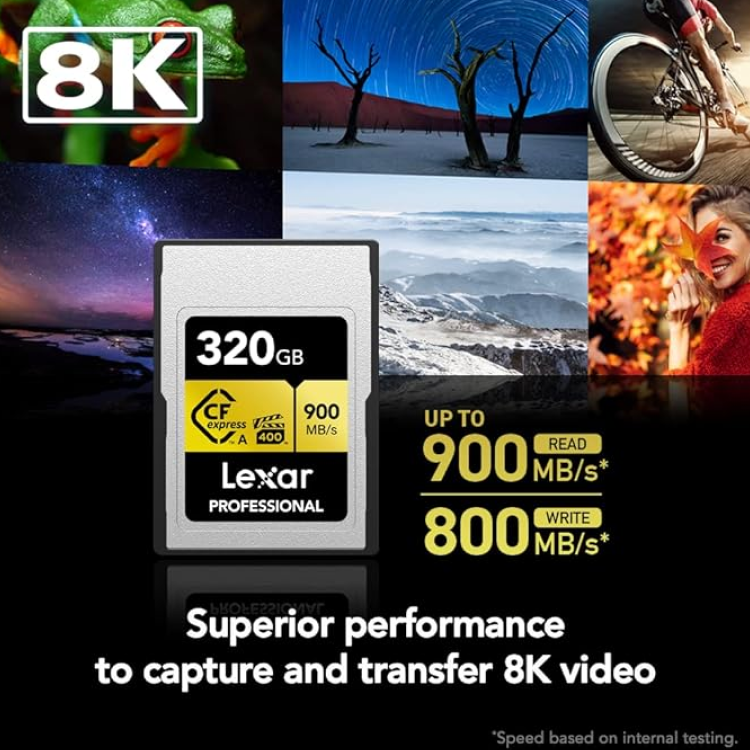 Lexar GOLD Series 320GB Professional CFexpress™ Type A Card (up to 900MB/s read, 800MB/s write) LCAGOLD320G-RNENG