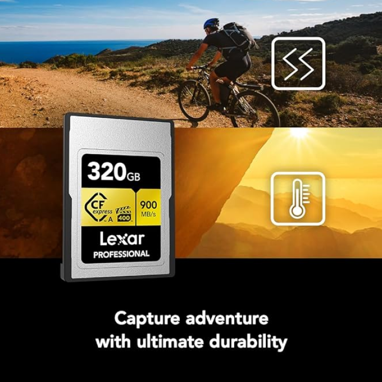 Lexar GOLD Series 320GB Professional CFexpress™ Type A Card (up to 900MB/s read, 800MB/s write) LCAGOLD320G-RNENG