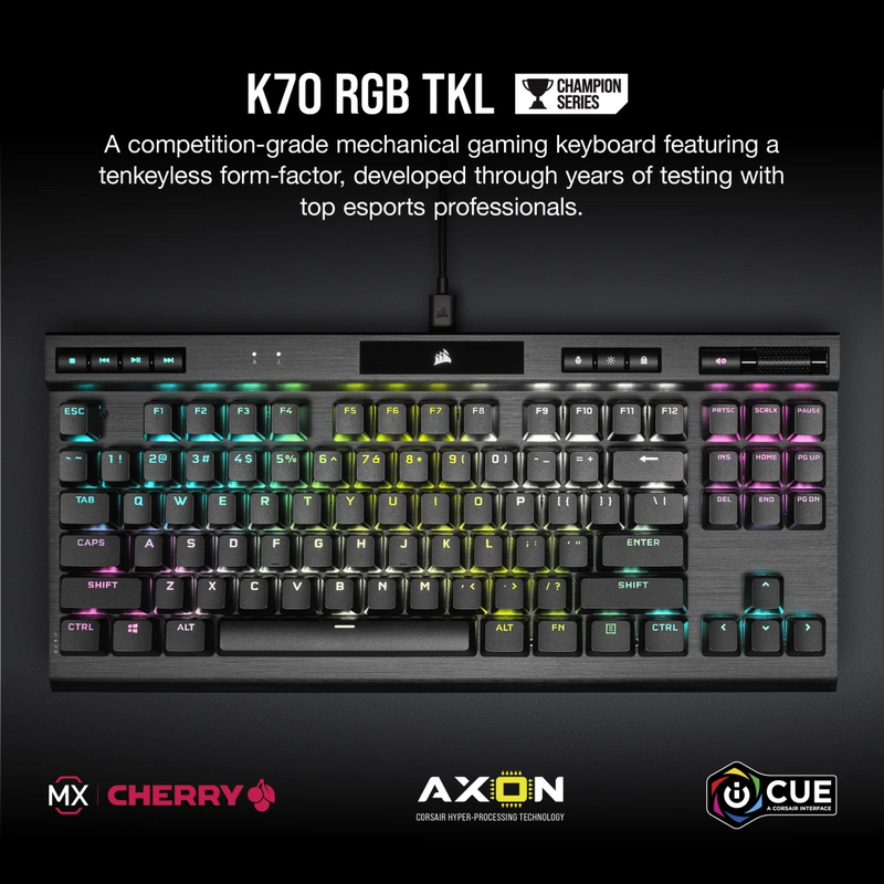 [Special Price] CORSAIR K70 RGB TKL CHAMPION SERIES Mechanical Gaming Keyboard—CHERRY MX SPEED CH-9119014-NA 
