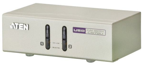 ATEN CS72U 2 Port USB KVM+Audio Switch, 2 PCs w/Cable (Metal, 2048*1536, Non-Powered)