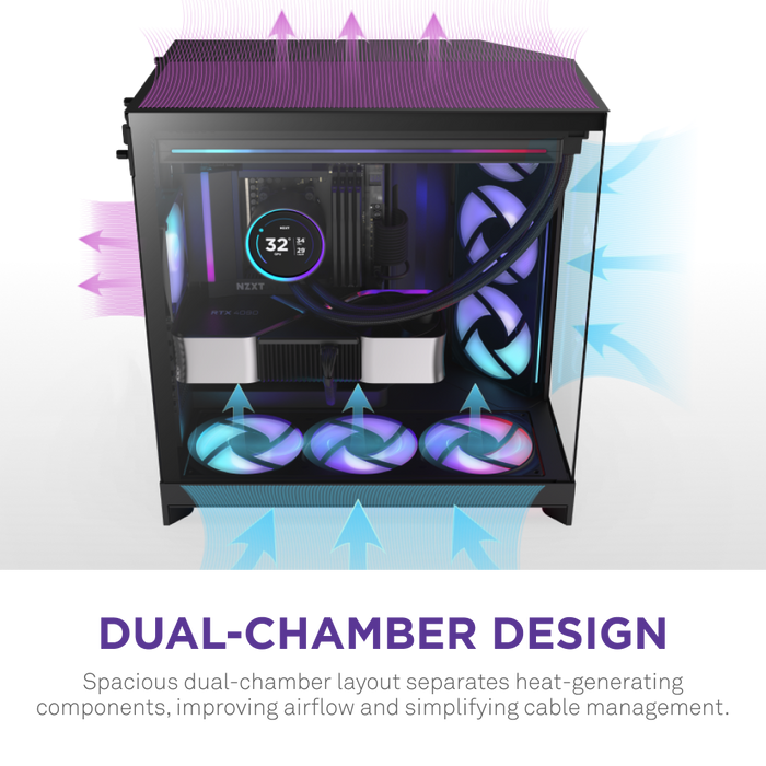 NZXT H9 Flow RGB V2 Edition (2025) Black 黑色 RGB Tempered Glass ATX Case CM-H92FB-R1