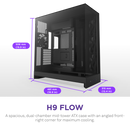NZXT H9 Flow V2 Edition (2025) Black 黑色 Tempered Glass ATX Case CM-H92FB-01