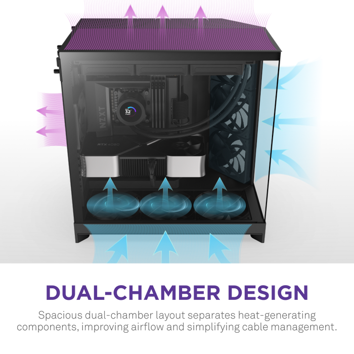 NZXT H9 Flow V2 Edition (2025) Black 黑色 Tempered Glass ATX Case CM-H92FB-01