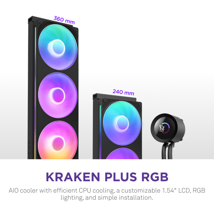 NZXT Kraken Plus 240 RGB V2 240mm Liquid CPU Cooler RL-KR240-B2