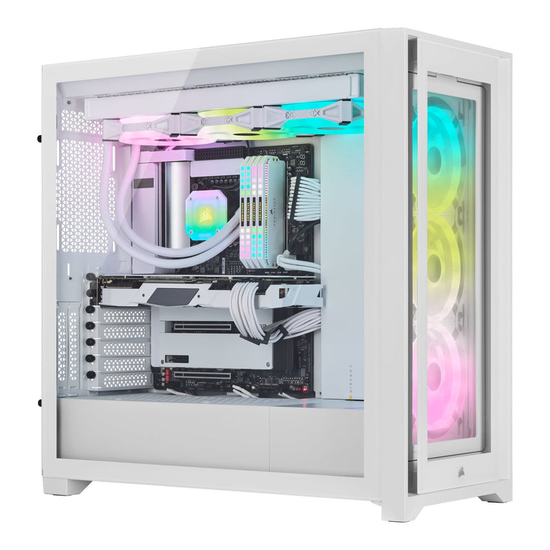 CORSAIR iCUE 5000X QL Edition White White Tempered Glass ATX Case CC-9011233-WW