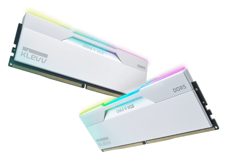 KLEVV CRAS V RGB DDR5 64GB (2x32GB) 6400MHz CL32 1.35V Gaming Desktop Memory SK Hynix Chip XMP 3.0 / AMD Expo Ready - White KD5BGUA80-64A320J 