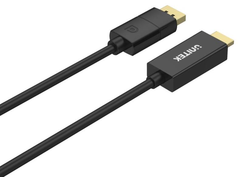 UNITEK V1608A 1.8M DisplayPort to HDMI Adapter Cable | 4K60Hz DP1.2 HDMI2.0 Ultra HD | HDCP2.2 can decrypt and transmit Netflix DisneyPlus OOT video (785-2838) 
