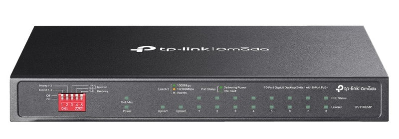 TP-Link DS110GMP Omada 10-Port Gigabit Unmanaged Desktop Switch with 8-Port PoE+ (123W)