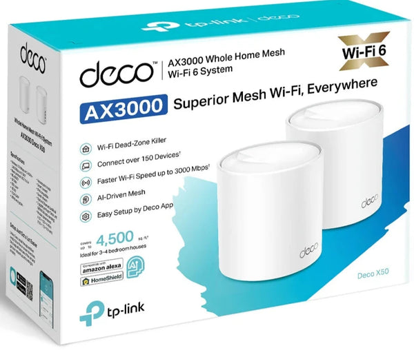 TP-Link Deco X50 AX3000 Whole Home Mesh Wi-Fi 6 Unit (2件裝)