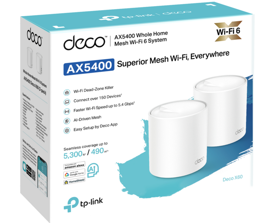 TP-Link Deco X60 V3.20 AX5400 Dual Band Whole Home Wireless AX Mesh Wi