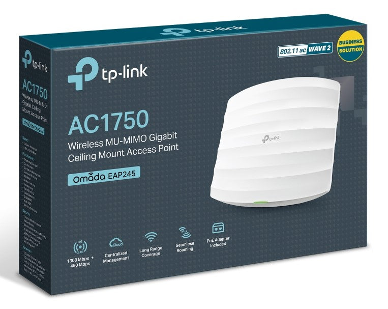TP-Link EAP245 AC1750 Wireless MU-MIMO Gigabit Ceiling Mount Access Point