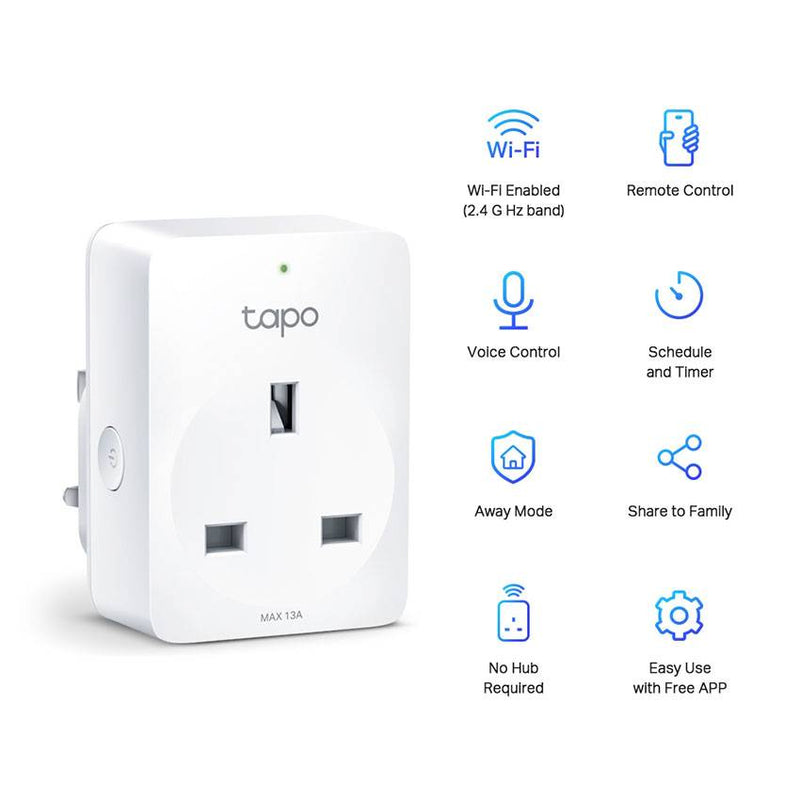 TP-Link Tapo P100 Mini Smart Wi-Fi Socket 2.4 GHz Wi-Fi networking, Bluetooth 4.2 (4件裝) (onboarding only)