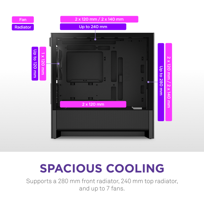 NZXT H3 FLOW (2025) Black 黑色 Tempered Glass MATX CC-H31FB-01