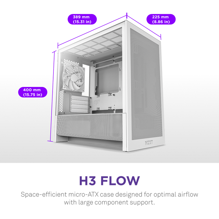 NZXT H3 FLOW (2025) White 白色 Tempered Glass MATX CC-H31FW-01
