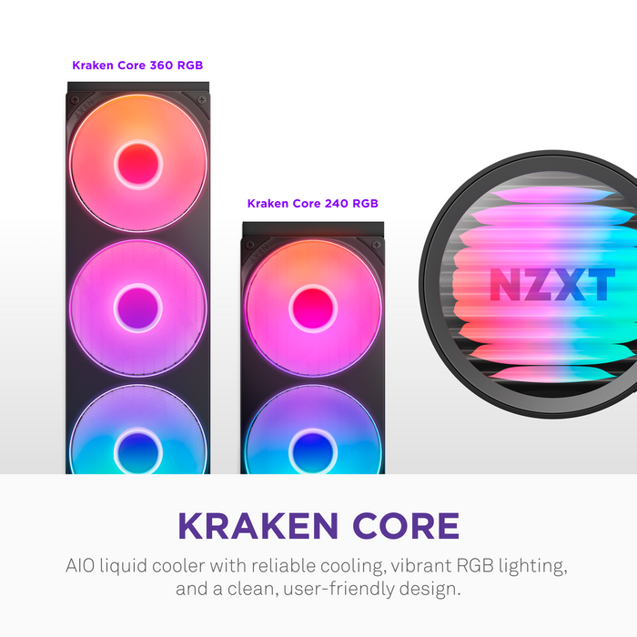 Core 360 Tacket NZXT Kraken Core 360 RGB 黑色 360mm Liquid CPU Cooler RL-KR36C-B1