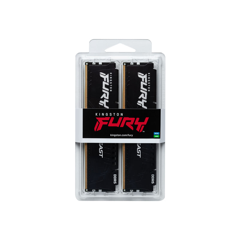 Kingston 64GB Kit (2x32GB) KF560C30BBEK2-64 CL30 FURY Beast DDR5 6000MHz Memory (AMD EXPO & Intel XMP 3.0)