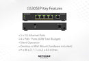 NETGEAR GS305EP 5-Port Gigabit Ethernet SOHO Plus PoE Switch with 4-Port PoE+ (63W)