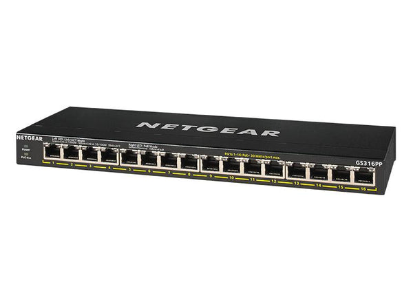 NETGEAR GS316PP 16-Port Gigabit Ethernet Unmanaged PoE+ Switch with FlexPoE (183W) 