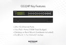 NETGEAR GS324P 24 port Gigabit Unmanaged Switch (16 PoE+ Ports,190W)