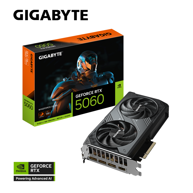 GIGABYTE GeForce Series RTX 5060 WINDFORCE OC 8GB GDDR7 GV-N5060WF2OC-8GD