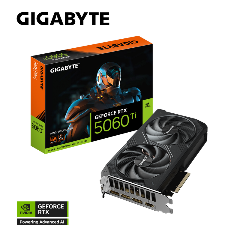 GIGABYTE GeForce RTX 5060 Ti WINDFORCE OC 8GB GDDR7 GV-N506TWF2OC-8GD