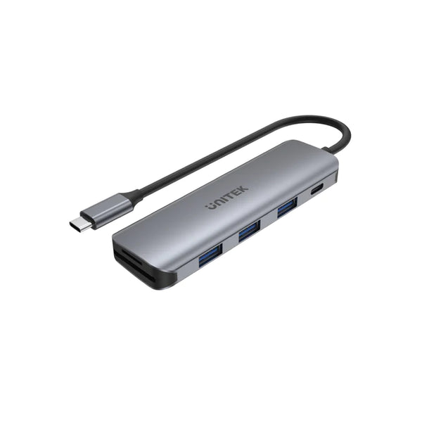 Unitek uHUB P5+ 6-in-1 USB-C Hub (Supports USB-PD 100W and dual card readers) (H1107C)