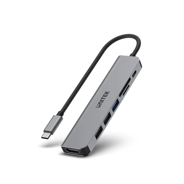 Unitek uHUB S7+ 7 合 1 超纖薄多媒體 USB-C Hub (支援5Gbps、4K HDMI 和 USB-PD 100W) (H1118A)