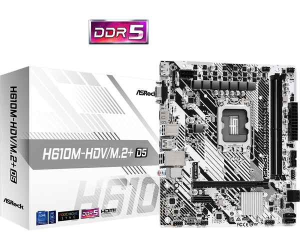 ASRock H610M-HDV/M.2+ D5 DDR5,LGA 1700 mATX Motherboard 
