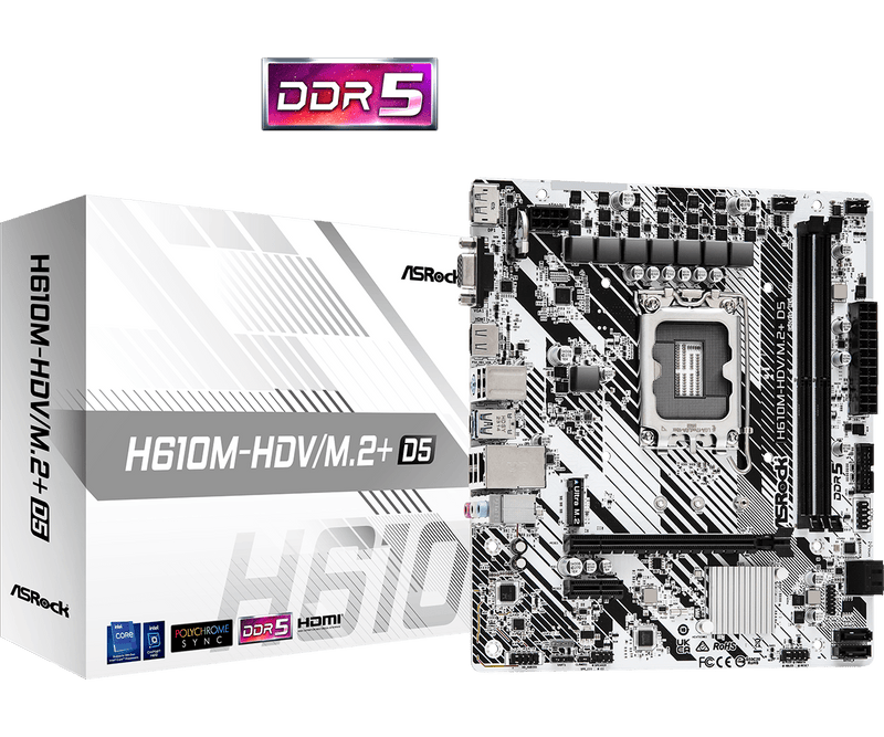 ASRock H610M-HDV/M.2+ D5 DDR5,LGA 1700 mATX Motherboard 