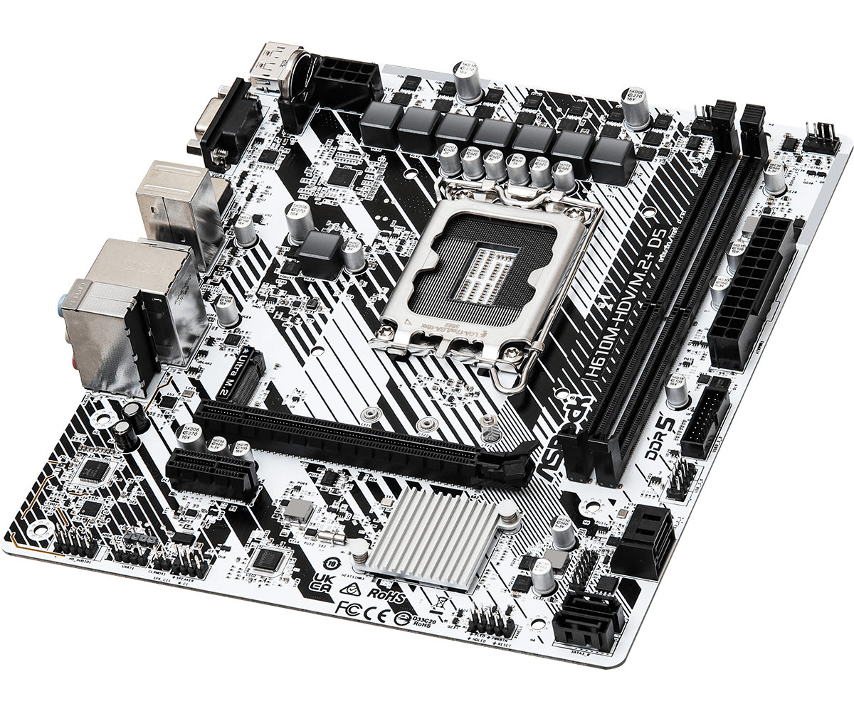 ASRock H610M-HDV/M.2+ D5 DDR5,LGA 1700 mATX Motherboard ASRock H610M-HDV/M.2+ D5 DDR5,LGA 1700 mATX Motherboard