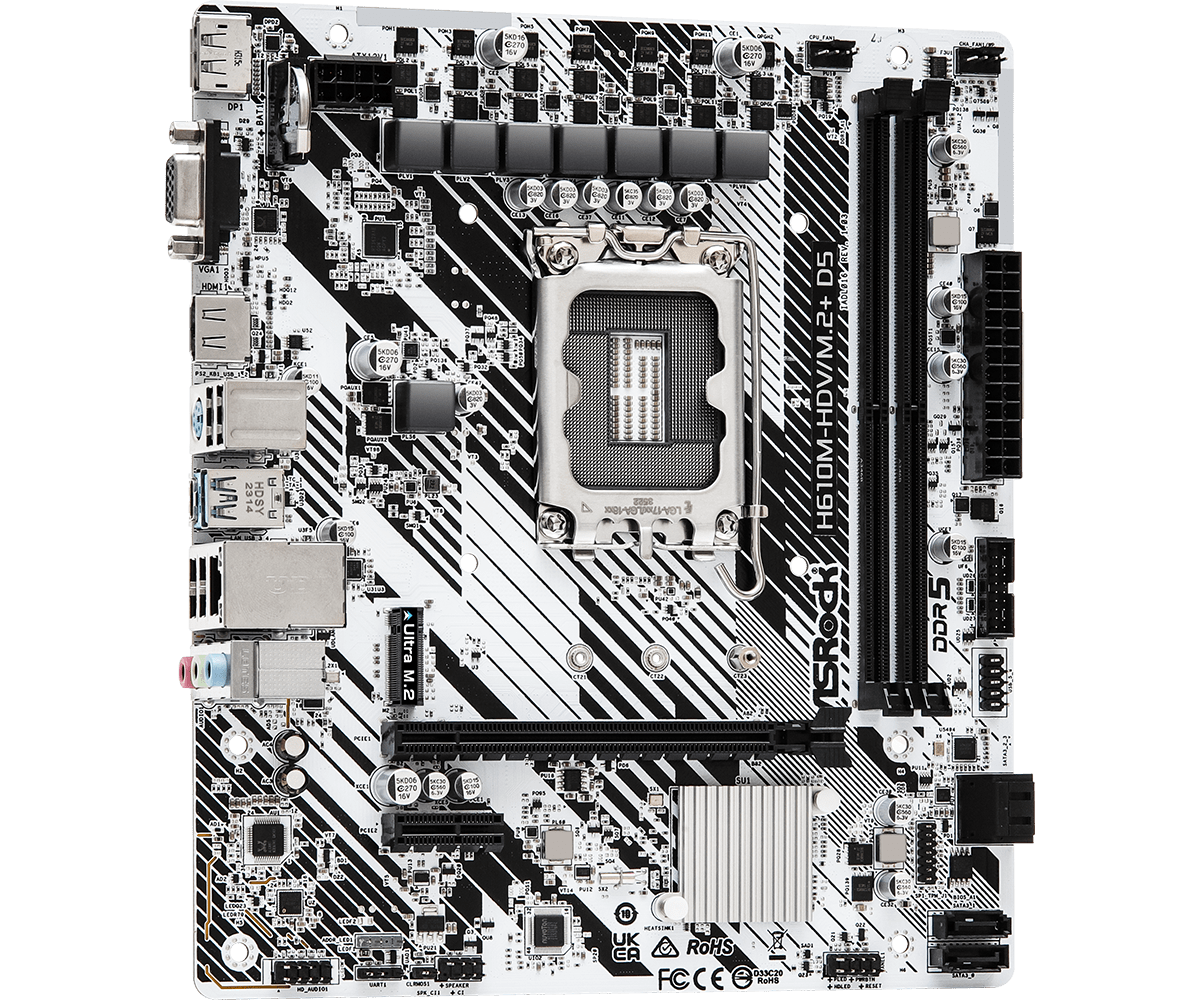 ASRock H610M-HDV/M.2+ D5 DDR5,LGA 1700 mATX Motherboard ASRock H610M-HDV/M.2+ D5 DDR5,LGA 1700 mATX Motherboard