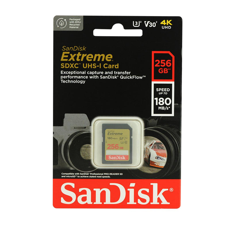 SanDisk 256GB Extreme SDXC (V30, UHS-I/U3, CL10, 180R/130W MB/s) SDSDXVV-256G-GNCIN 772-4535