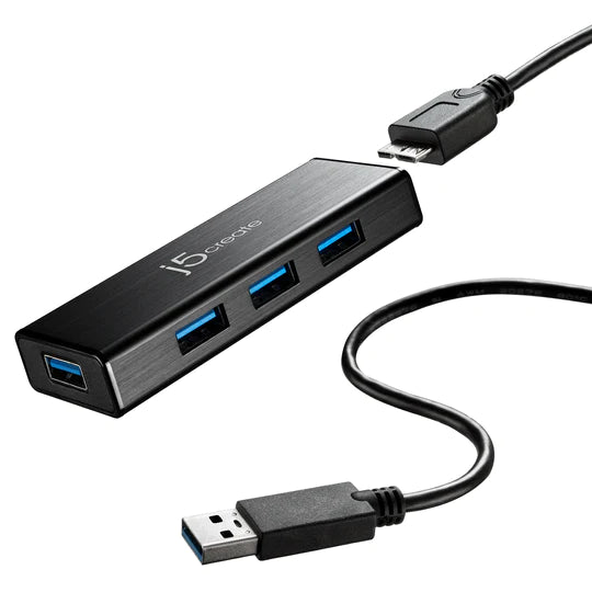 j5create USB 3.0 4-port mini hub [with AC Fire Ox] - UH-JUH340 