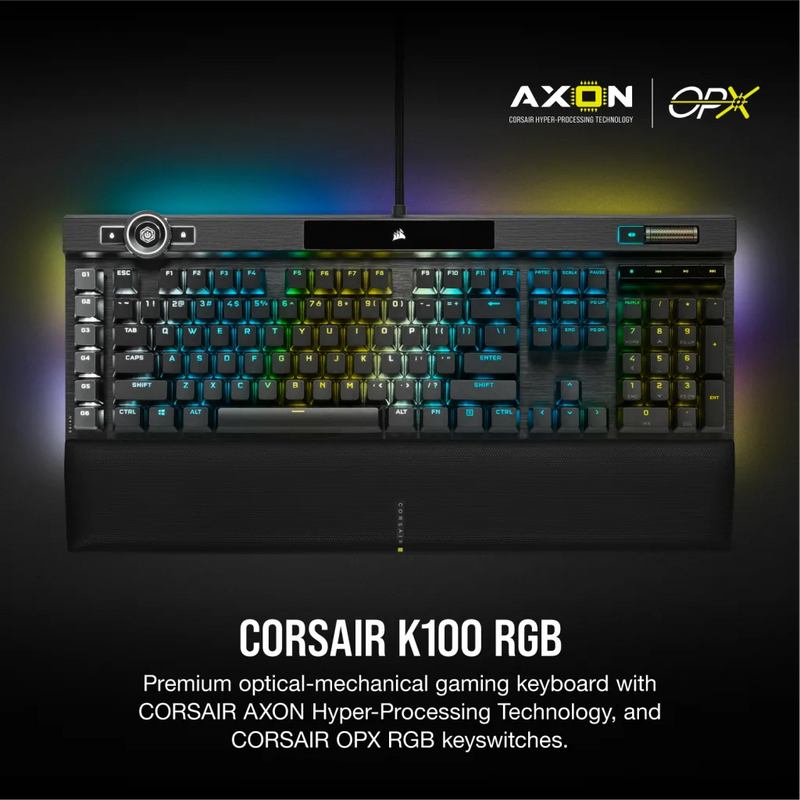【優惠價】Corsair K100 RGB Optical-Mechanical Gaming Keyboard - Midnight Gold CH-912A21A-NA
