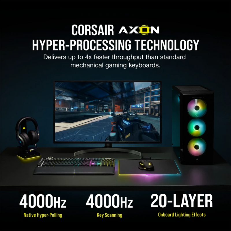 Corsair K100 RGB Mechanical Gaming Keyboard — CHERRY® MX Speed ​​— Black CH-912A014-NA 