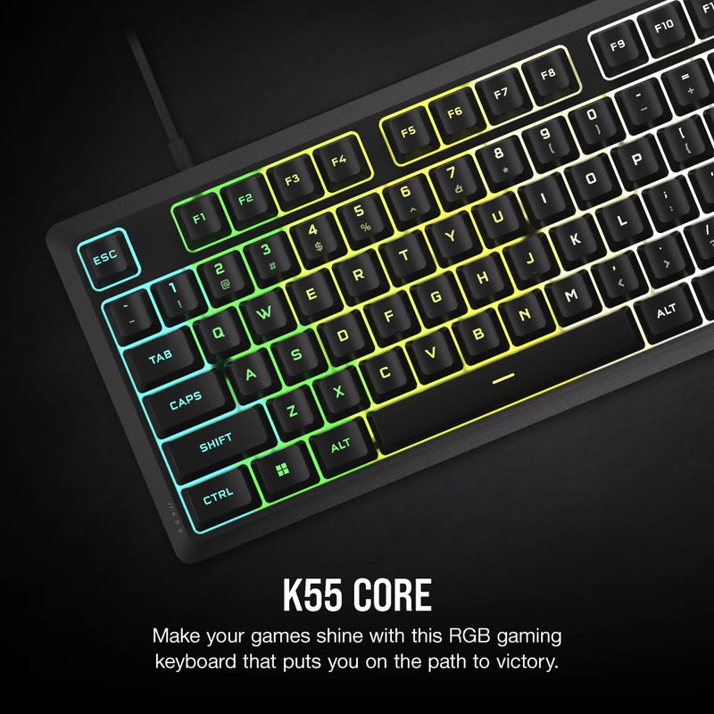 【至抵優惠】Corsair K55 CORE RGB Gaming Keyboard — Black CH-9226C65-NA