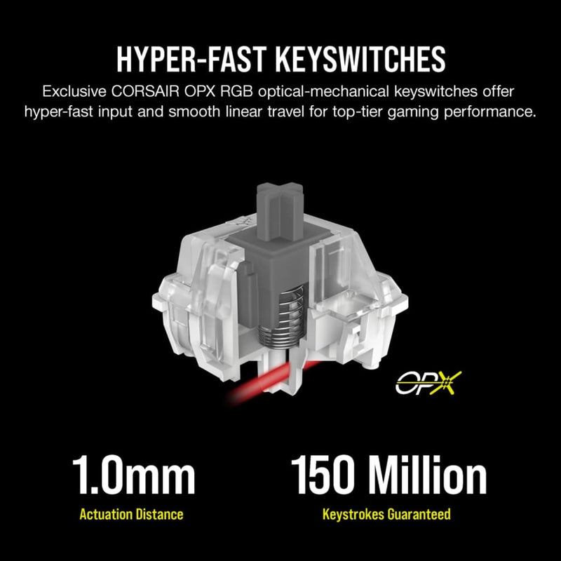 Corsair K60 PRO TKL RGB Tenkeyless Optical-Mechanical Gaming Keyboard — CORSAIR OPX Switch White 白色 CH-911D11A-NA
