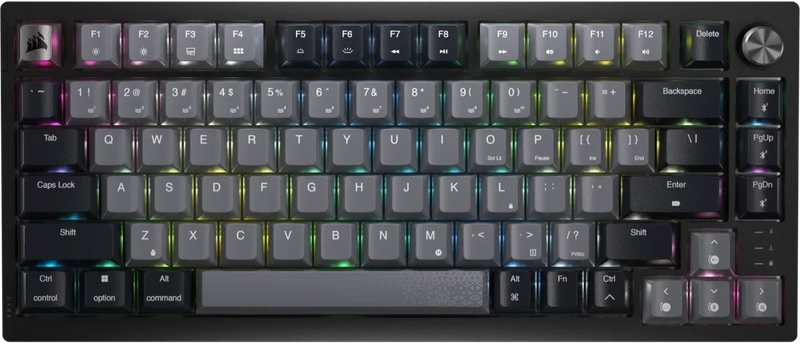 CORSAIR K65 PLUS WIRELESS TACTILE 75% RGB Gray (灰色) 機械遊戲鍵盤 - CH-91D401L-NA